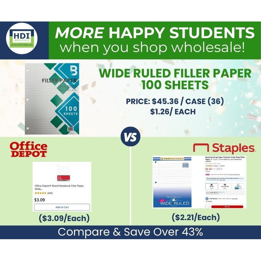 PAPEL DE RELLENO DE RAYOS ANCHOS 100 HOJAS