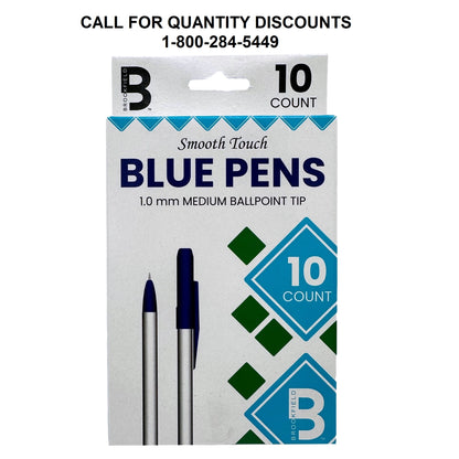 10 CT BLUE STICK PENS BOXED