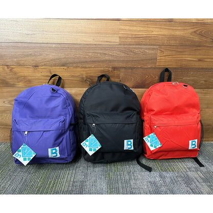 17 IN STURDY SCHOOL BACKPACK 2 MESH SIDE POCKETS ASSORTED