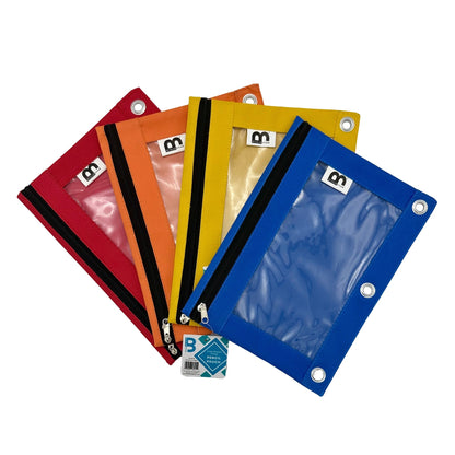 3 RING PENCIL POUCH ASSORTED 1 POCKET