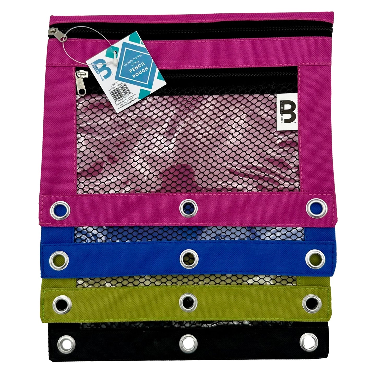 3 RING PENCIL POUCH ASSORTED 2 POCKET