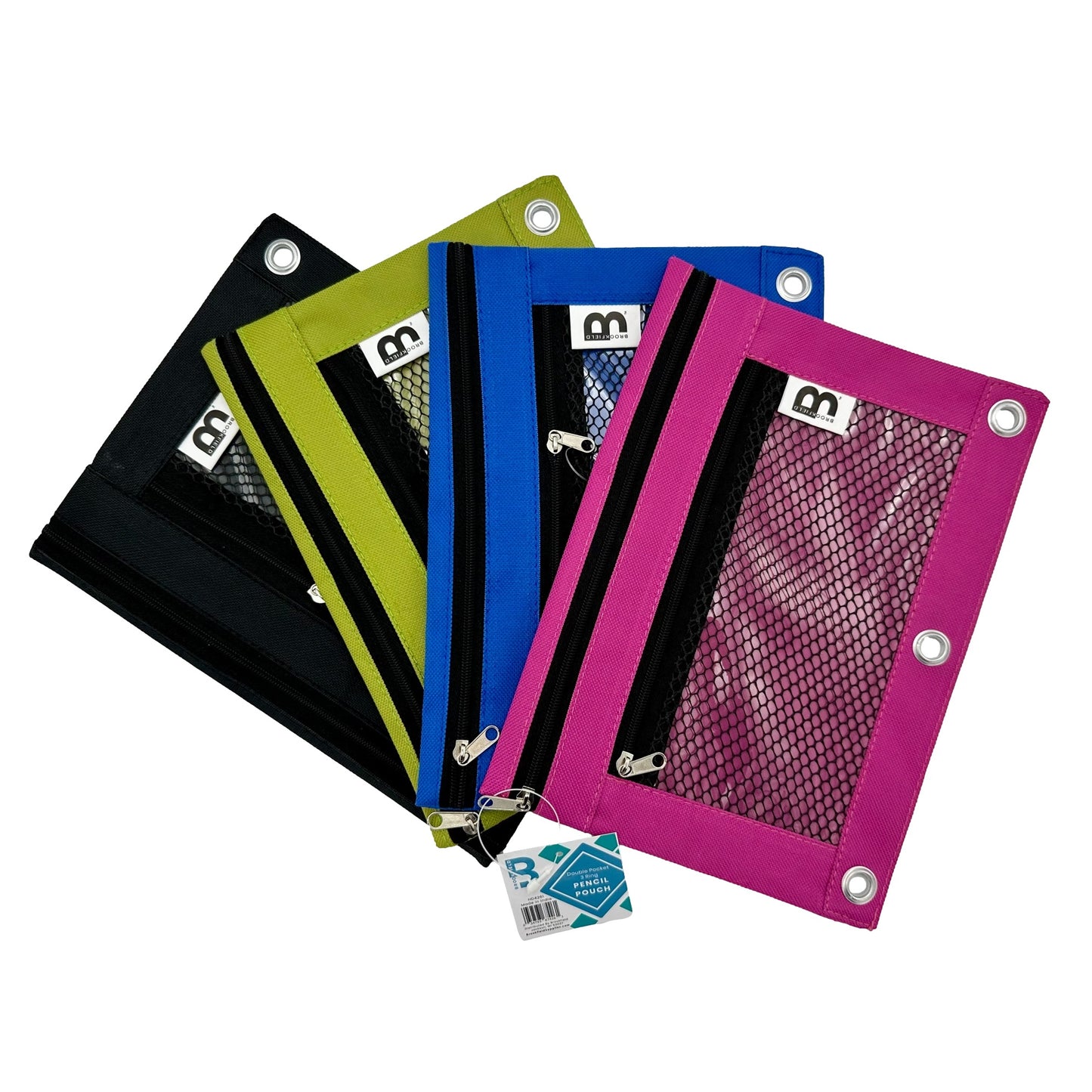 3 RING PENCIL POUCH ASSORTED 2 POCKET