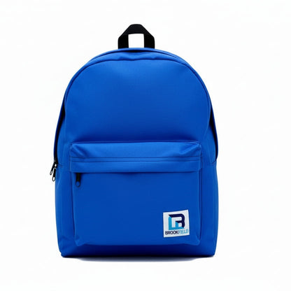 Blue backpack with a visible brand logo on a white background
