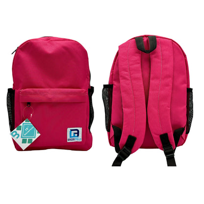 15 IN SCHOOL BACKPACK 2 MESH SIDE POCKETS ASSORTED
