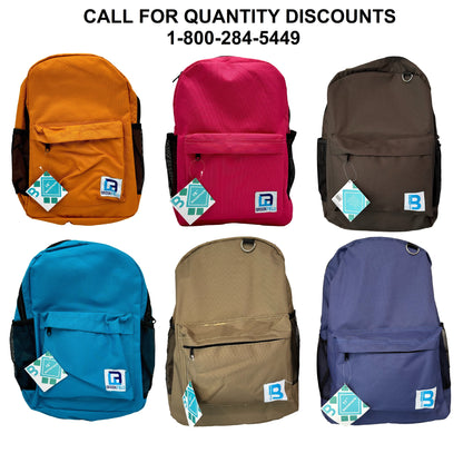 MOCHILA ESCOLAR 17 CON 2 BOLSILLOS LATERALES DE MALLA SURTIDOS