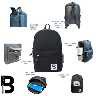 MOCHILA ESCOLAR 15 EN 2 BOLSILLOS LATERALES DE MALLA SURTIDOS