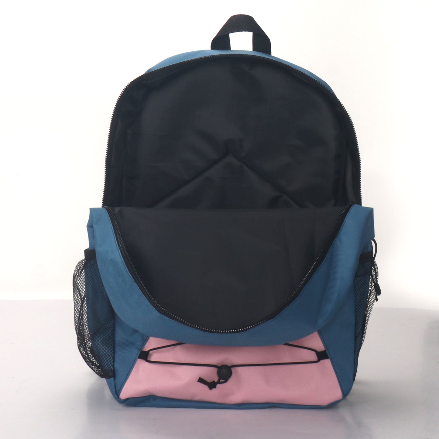 MOCHILA ESCOLAR 17 EN TIENDA CORREA ELÁSTICA DELANTERA CON 2 BOLSILLOS LATERALES DE MALLA VARIADOS
