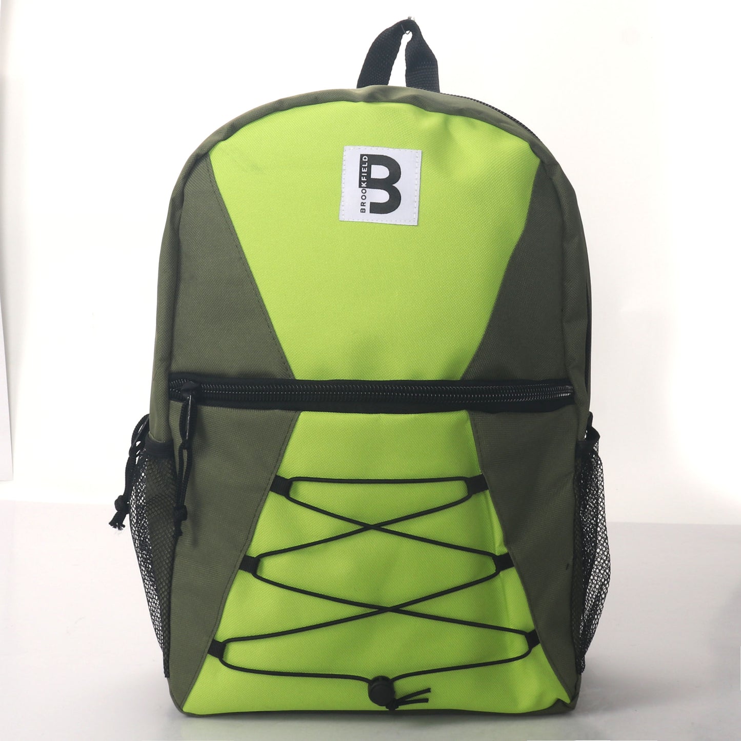MOCHILA ESCOLAR 17 EN TIENDA CORREA ELÁSTICA DELANTERA CON 2 BOLSILLOS LATERALES DE MALLA VARIADOS