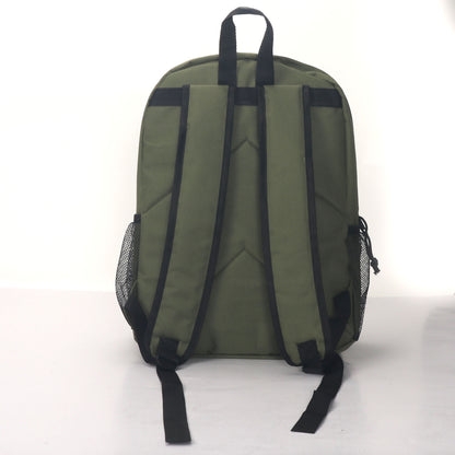 MOCHILA ESCOLAR 17 EN TIENDA CORREA ELÁSTICA DELANTERA CON 2 BOLSILLOS LATERALES DE MALLA VARIADOS