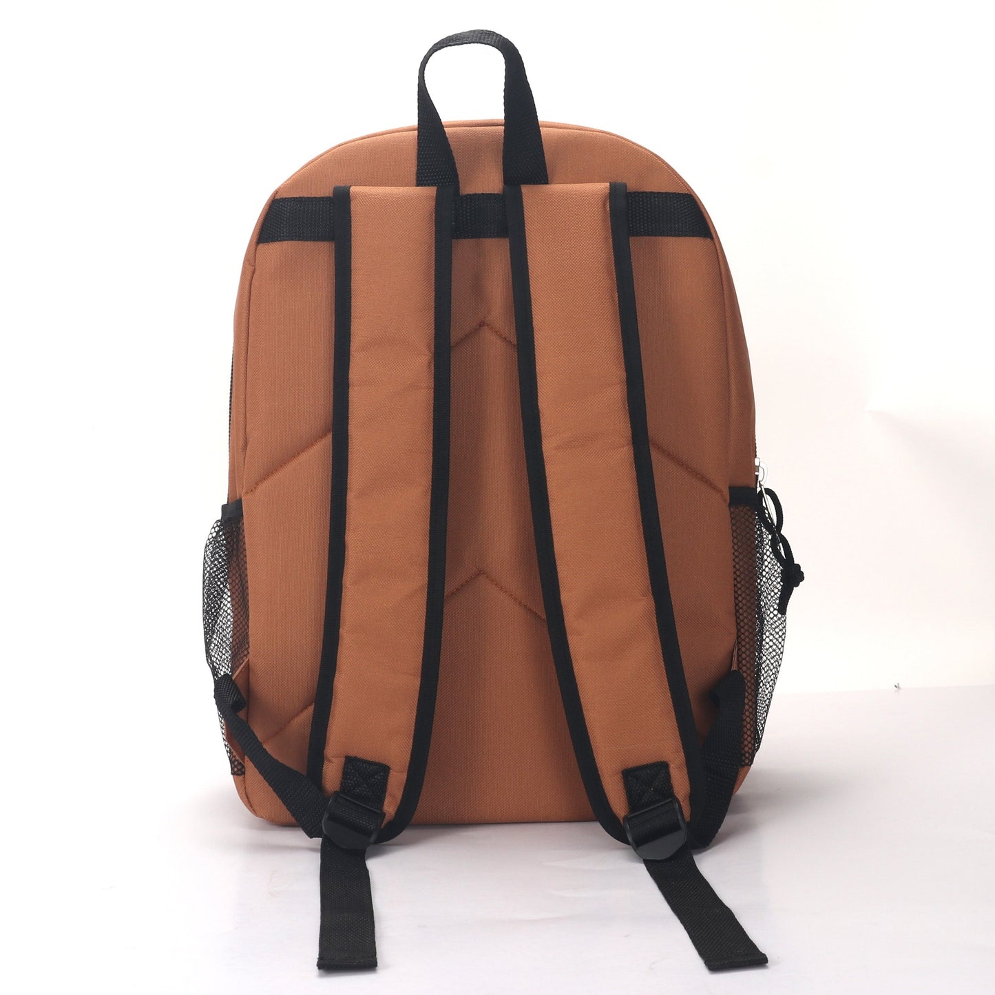 MOCHILA ESCOLAR 17 EN TIENDA CORREA ELÁSTICA DELANTERA CON 2 BOLSILLOS LATERALES DE MALLA VARIADOS