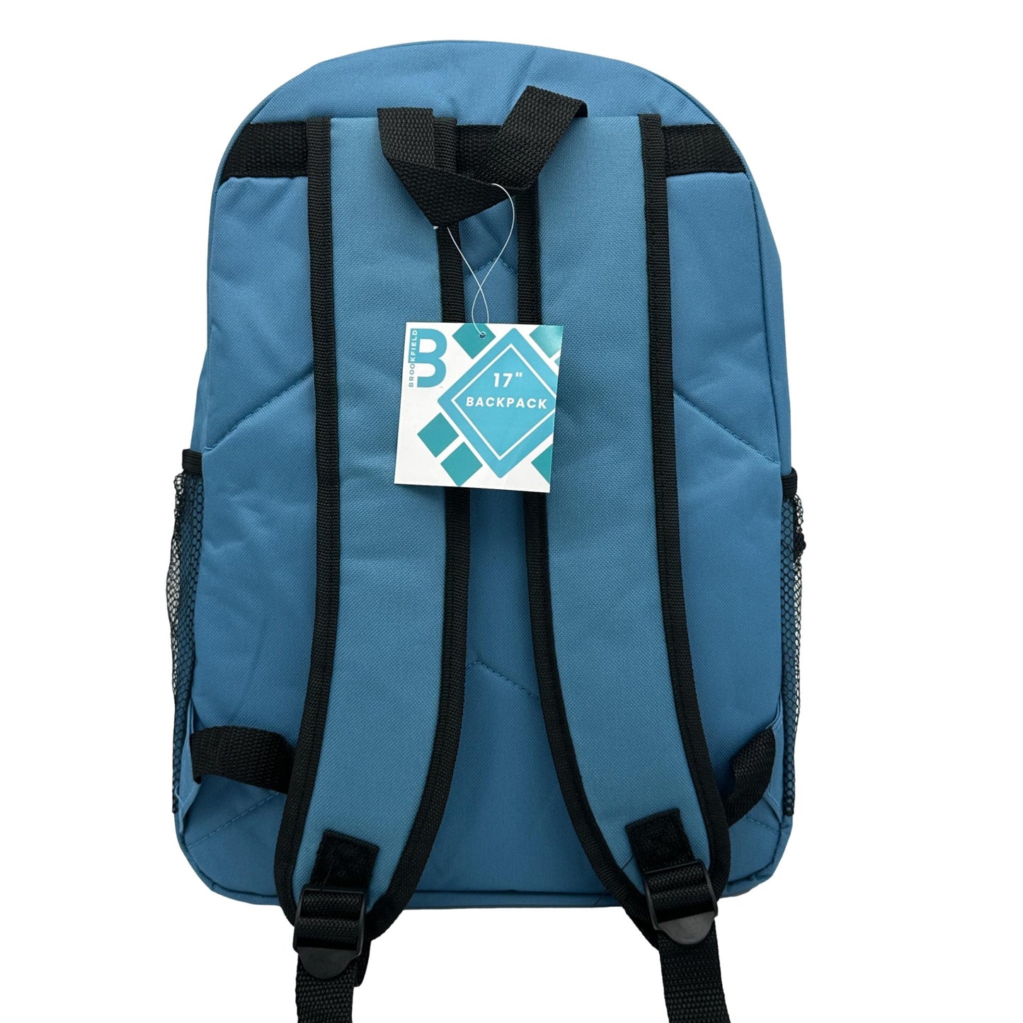 17 IN SCHOOL BACKPACK 2 MESH SIDE POCKETS ASSORTED