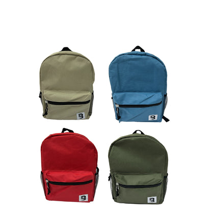 17 IN SCHOOL BACKPACK 2 MESH SIDE POCKETS ASSORTED