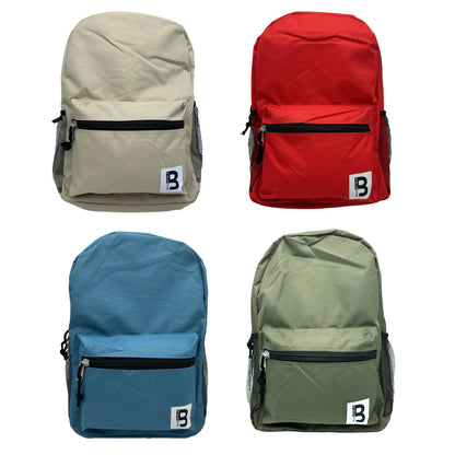 17 IN SCHOOL BACKPACK 2 MESH SIDE POCKETS ASSORTED