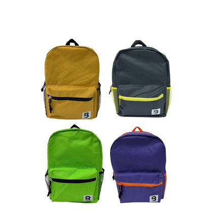 17 IN SCHOOL BACKPACK 2 MESH SIDE POCKETS ASSORTED