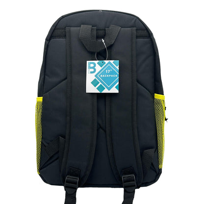 17 IN SCHOOL BACKPACK 2 MESH SIDE POCKETS ASSORTED