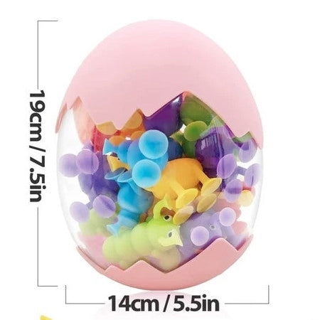 40 PC DINOSAUR SUCTION SENSORY TOYS IN PINK DINO EGG