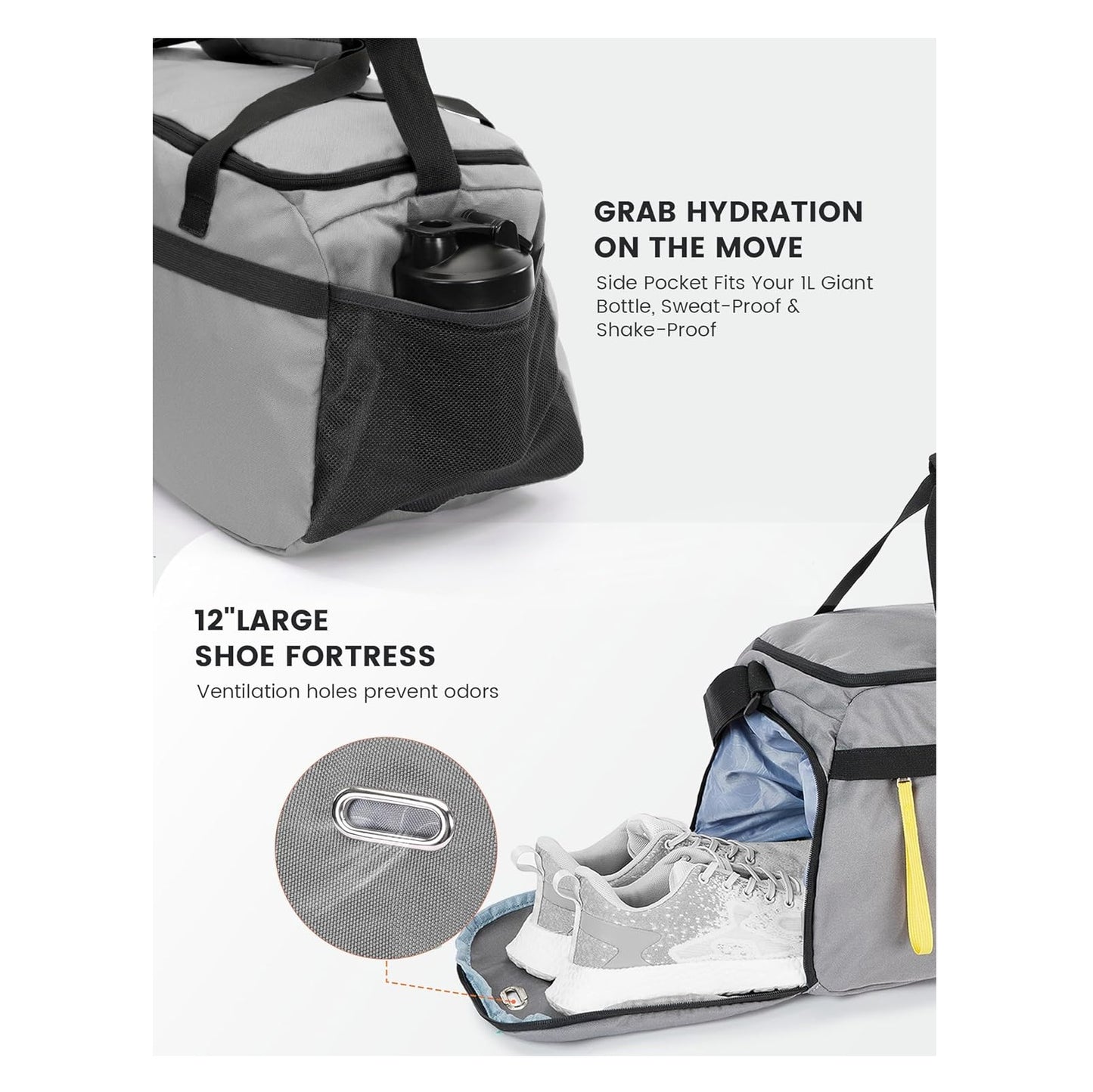 18.9 IN GREY DUFFEL BAG