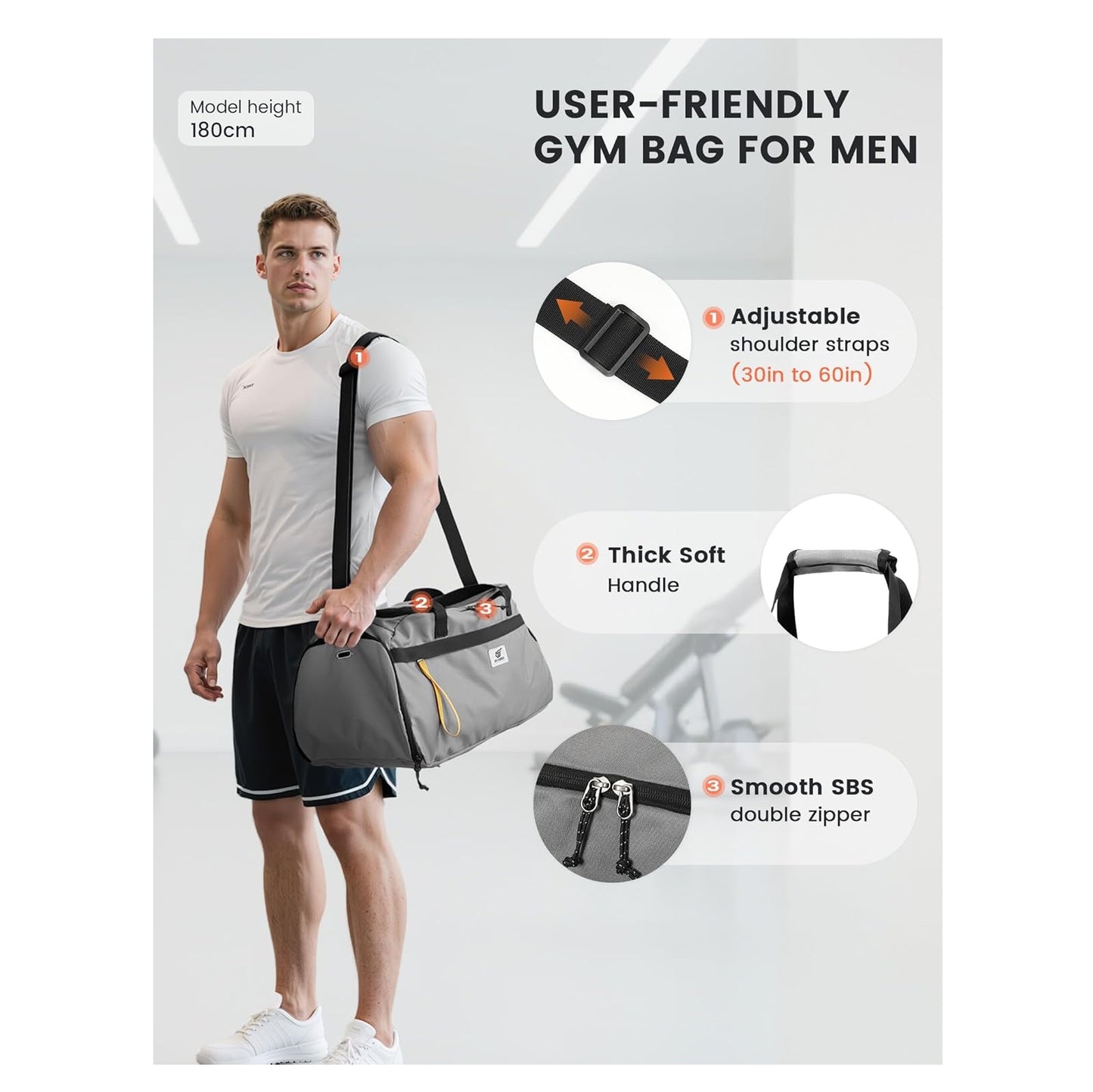 18.9 IN GREY DUFFEL BAG