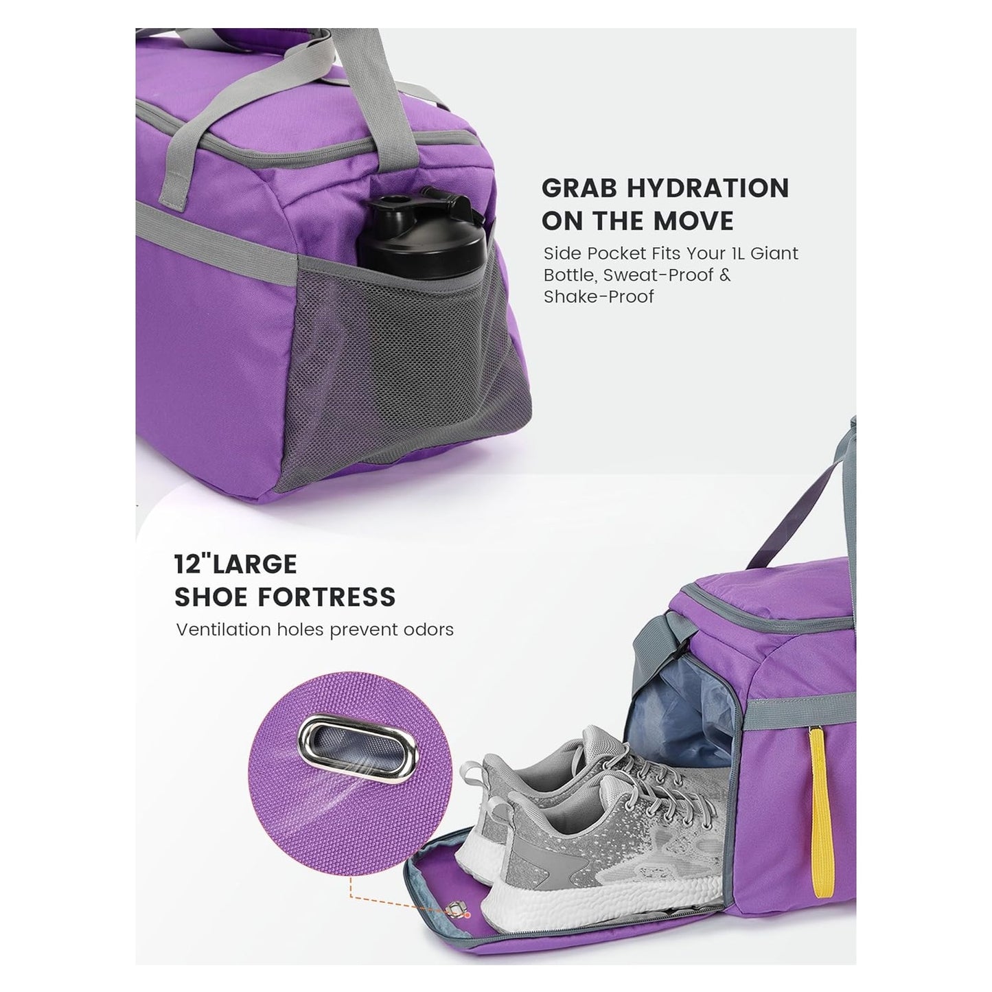 18.9 IN PURPLE DUFFEL BAG