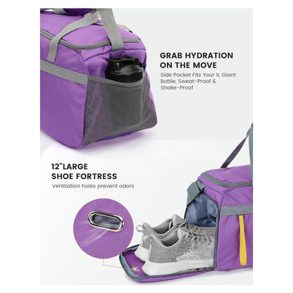 18.9 IN PURPLE DUFFEL BAG