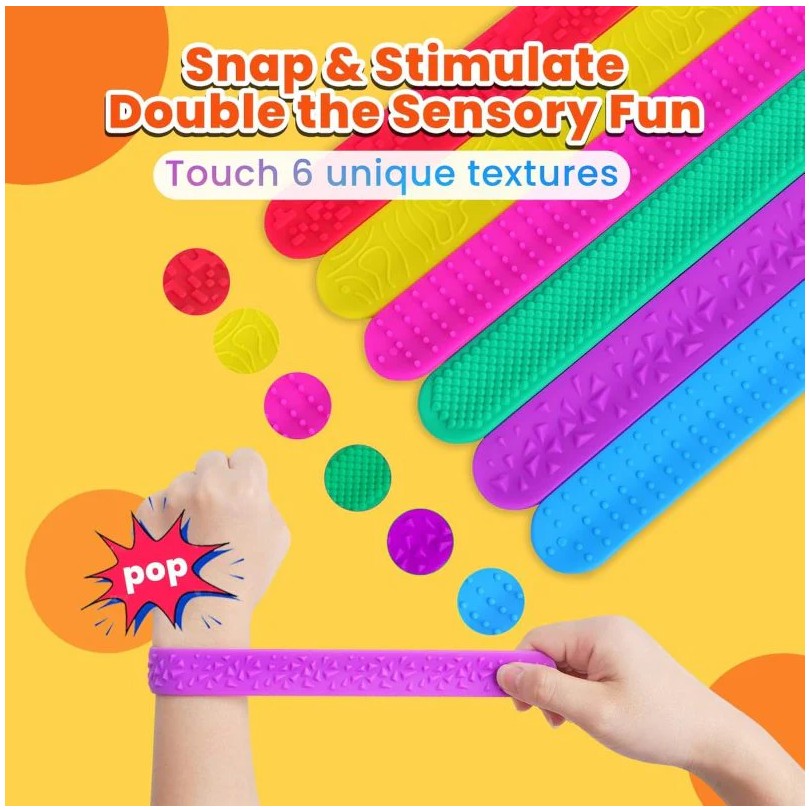 6 PK TEXTURED SLAP BRACELETS