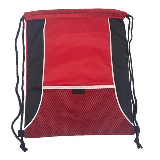 CINCH BAG 13 X 16.5 IN RED/BLACK WITH STRIPE