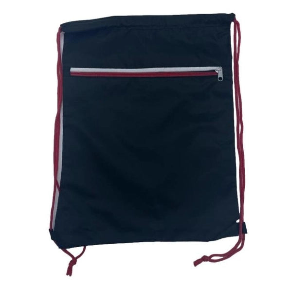 CINCH BAG 12 X 16.5 IN BLACK WITH RED STRINGS