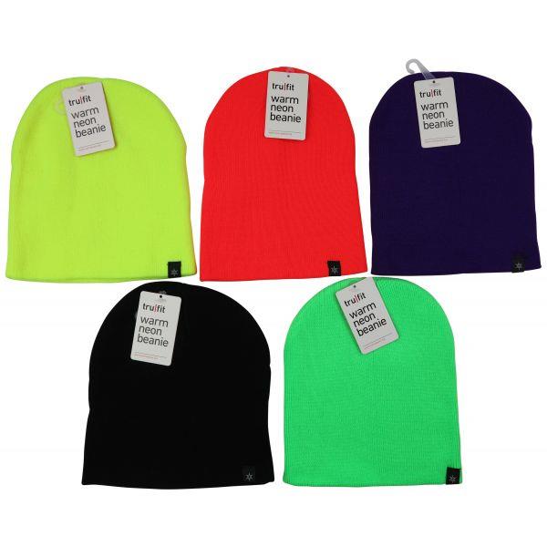 ADULT KNIT BEANIE NEON HAT ASSORTED
