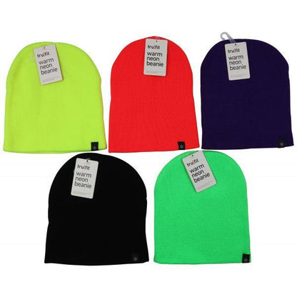 ADULT KNIT BEANIE NEON HAT ASSORTED