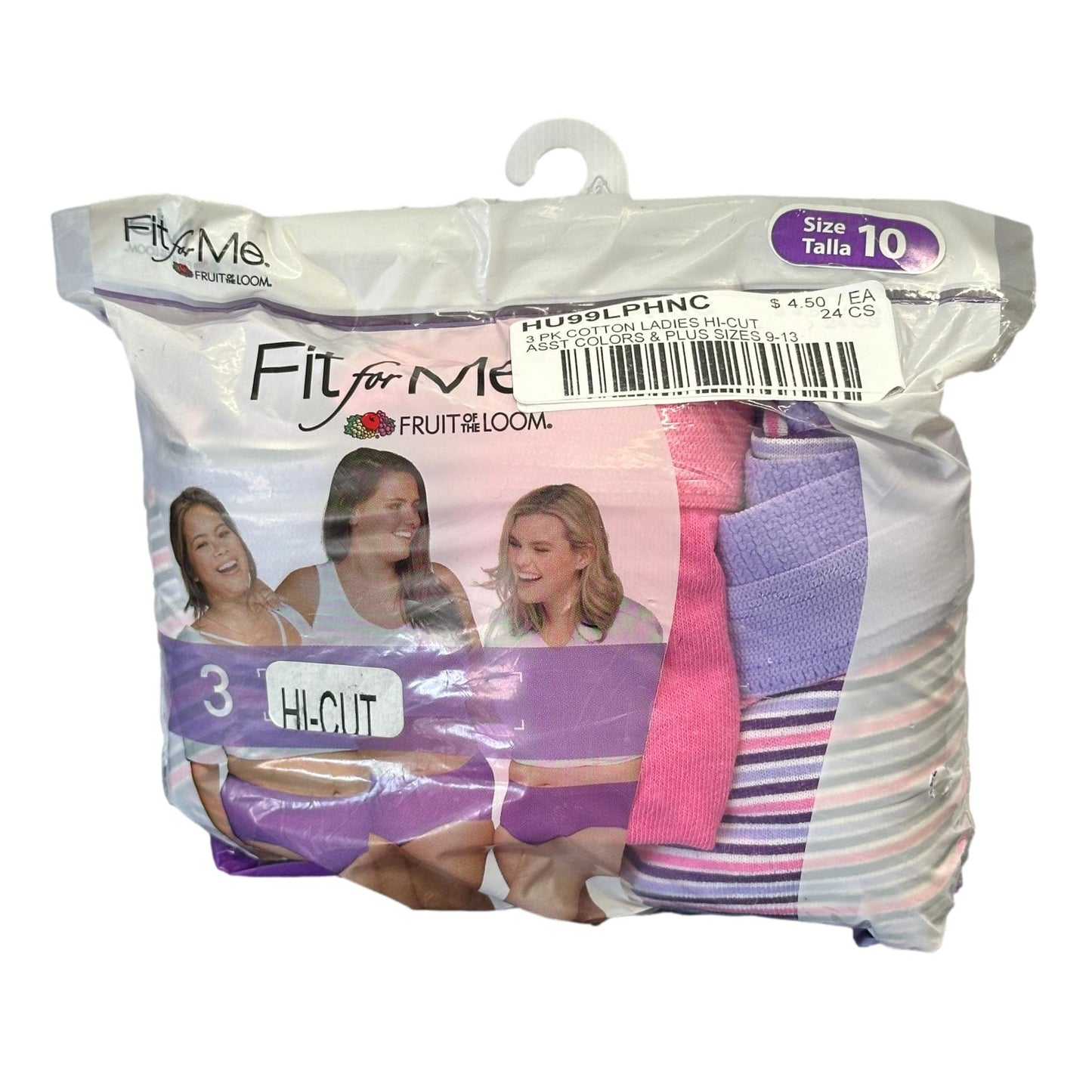 3 PC LADIES HI-CUT UNDERWEAR PLUS SIZES 9-13 ASSORTED