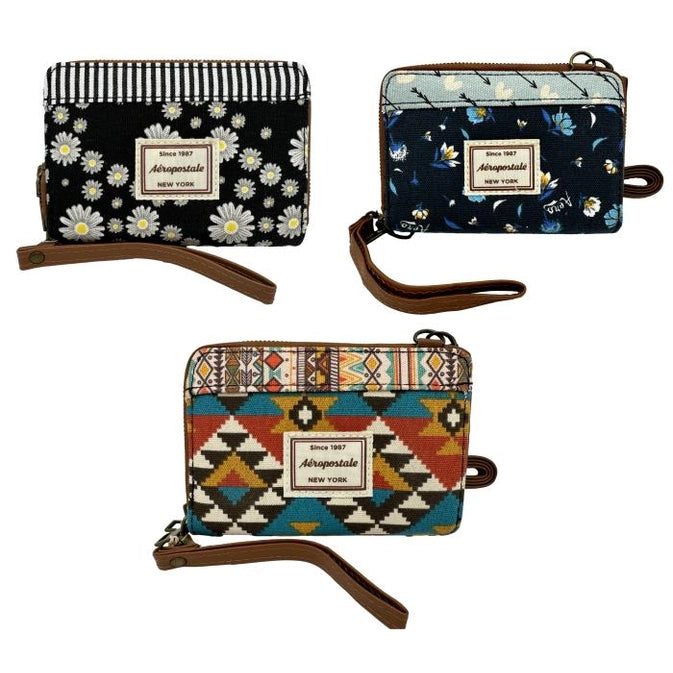 WOMEN'S WRISTLET WALLET ASSORTED PRINTS 7.5 X 4 X 1 IN
