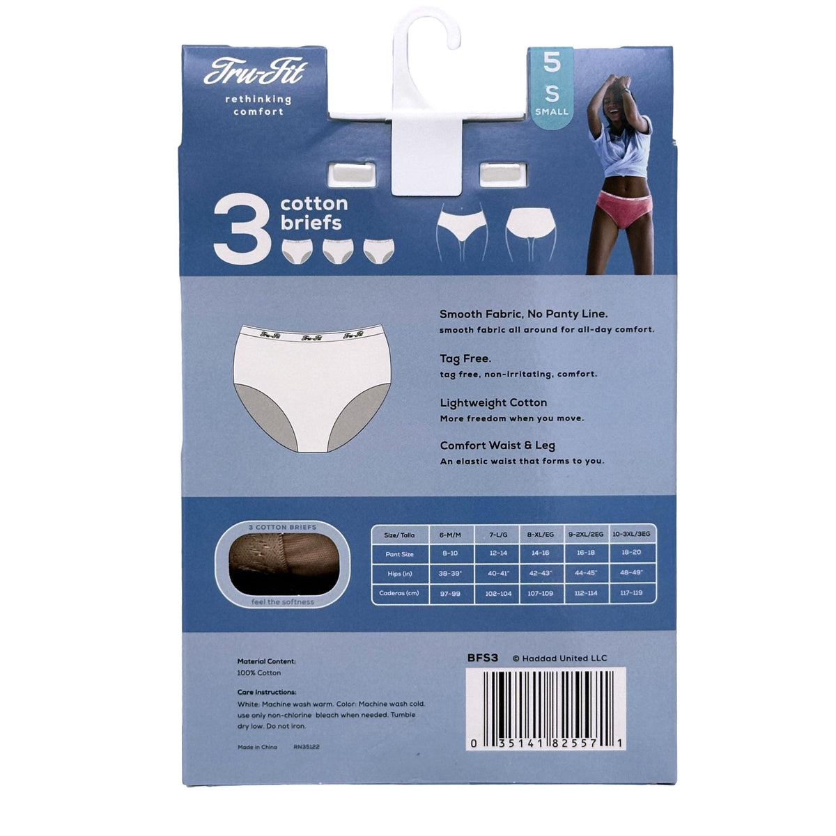 3 PK LADIES BRIEF UNDERWEAR UNDERWEAR SIZES: 5-10