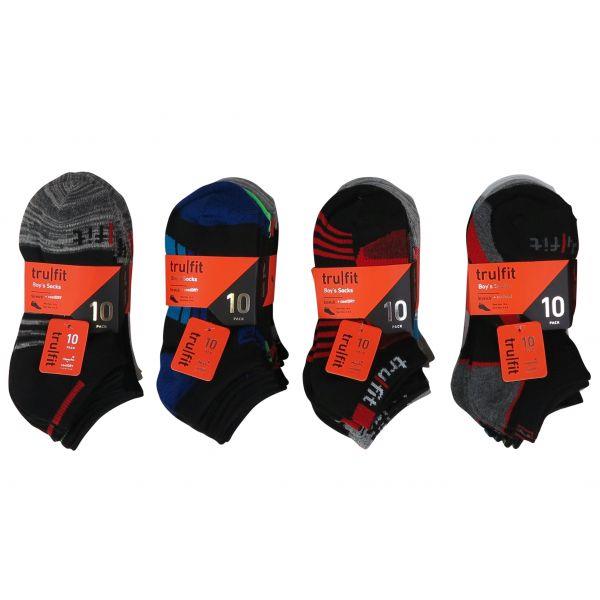 10 PK BOYS NO-SHOW SOCK SHOE SIZE: 10-4 ASSORTED