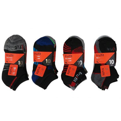 10 PK BOYS NO-SHOW SOCK SHOE SIZE: 10-4 ASSORTED