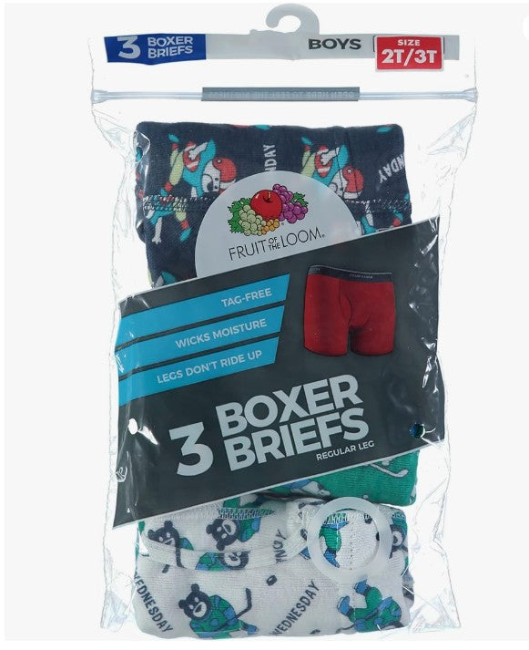 3 PK TODDLER BOY'S BOXER BRIEFS UNDERWEAR ASSORTED