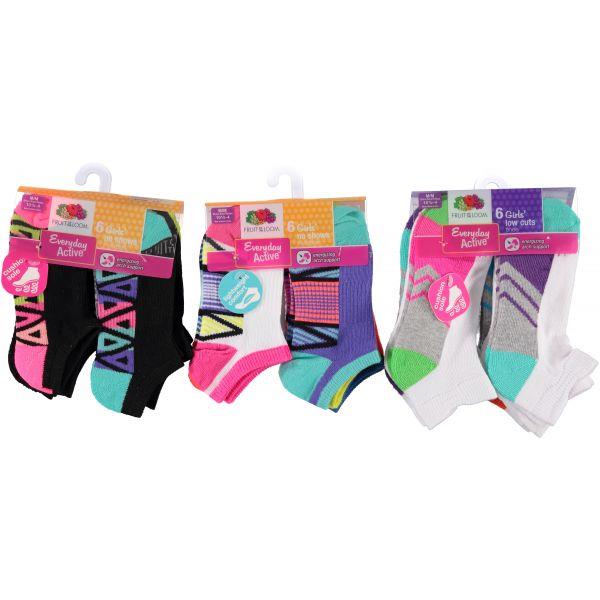 6 PC GIRLS NO-SHOW SOCKS SIZE: 10.5-4 ASSORTED