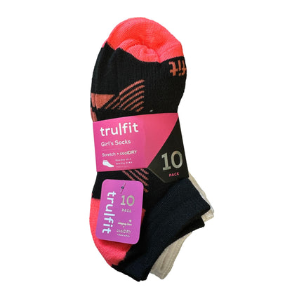 10 PC GIRLS NO-SHOW SOCKS SHOE SIZE: 10-4 ASSORTED