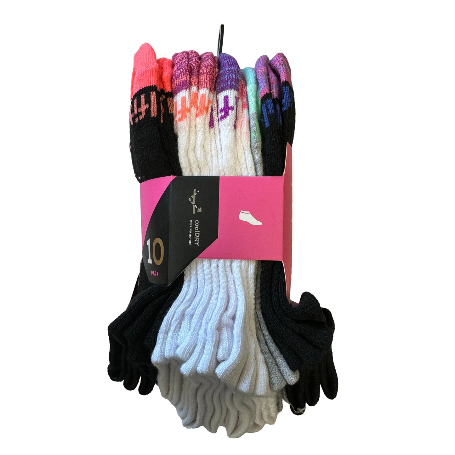 10 PC GIRLS NO-SHOW SOCKS SHOE SIZE: 10-4 ASSORTED