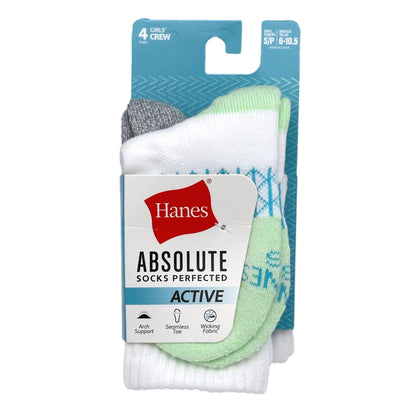 4 PK GIRL'S CREW SOCKS ASSORTED SIZES