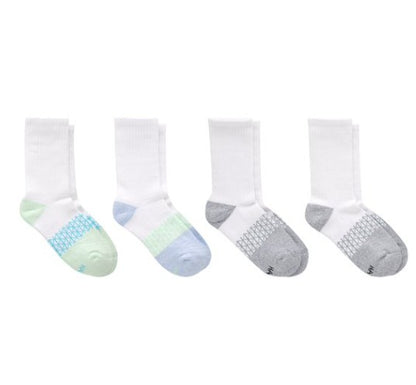 4 PK GIRL'S CREW SOCKS ASSORTED SIZES