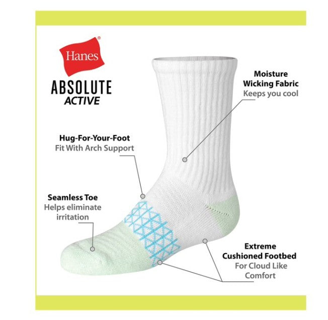 4 PK GIRL'S CREW SOCKS ASSORTED SIZES