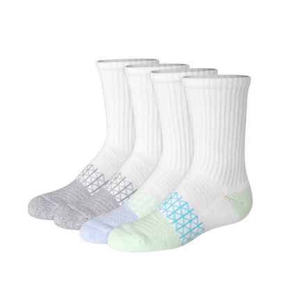 4 PK GIRL'S CREW SOCKS ASSORTED SIZES