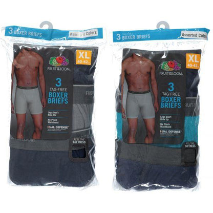 3 PC KNIT MEN'S BOXER BRIEFS ASST COLORS AND SIZE S-2XL