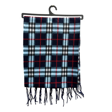 Plaid scarf on a hanger.