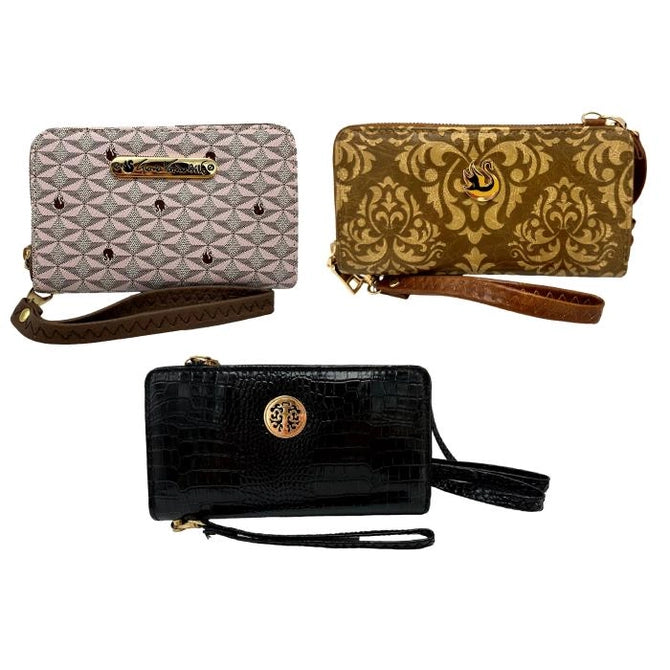 WOMEN'S FAUX LEATHER WRISTLET WALLET ASSORTED