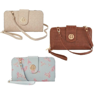 WOMEN'S FAUX LEATHER WRISTLET WALLET ASSORTED