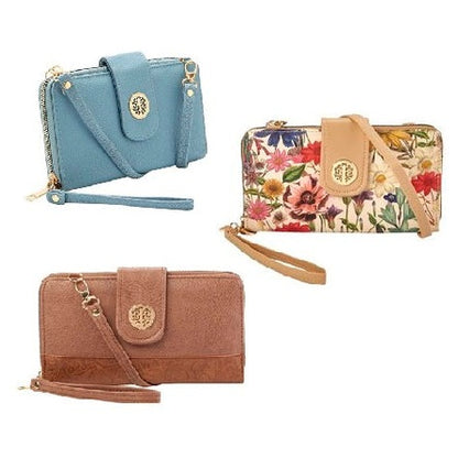 WOMEN'S FAUX LEATHER WRISTLET WALLET ASSORTED
