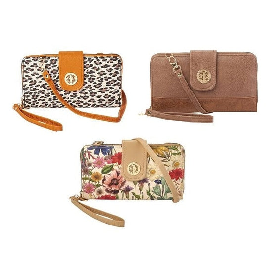 WOMEN'S FAUX LEATHER WRISTLET WALLET ASSORTED