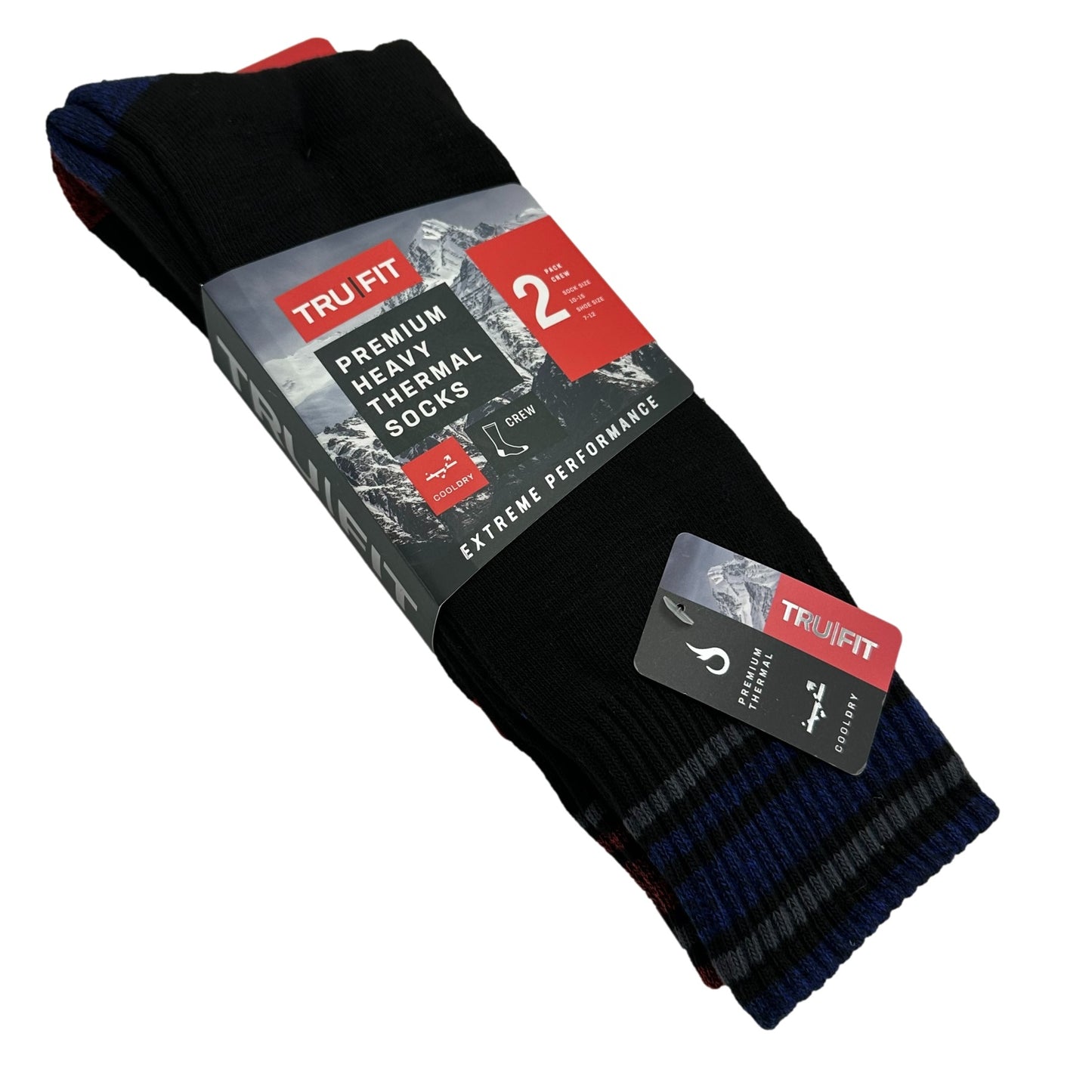 2 PK MEN'S CREW THERMAL SOCKS SHOE SIZE: 7-12 ASSORTED