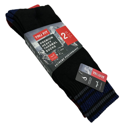 2 PK MEN'S CREW THERMAL SOCKS SHOE SIZE: 7-12 ASSORTED